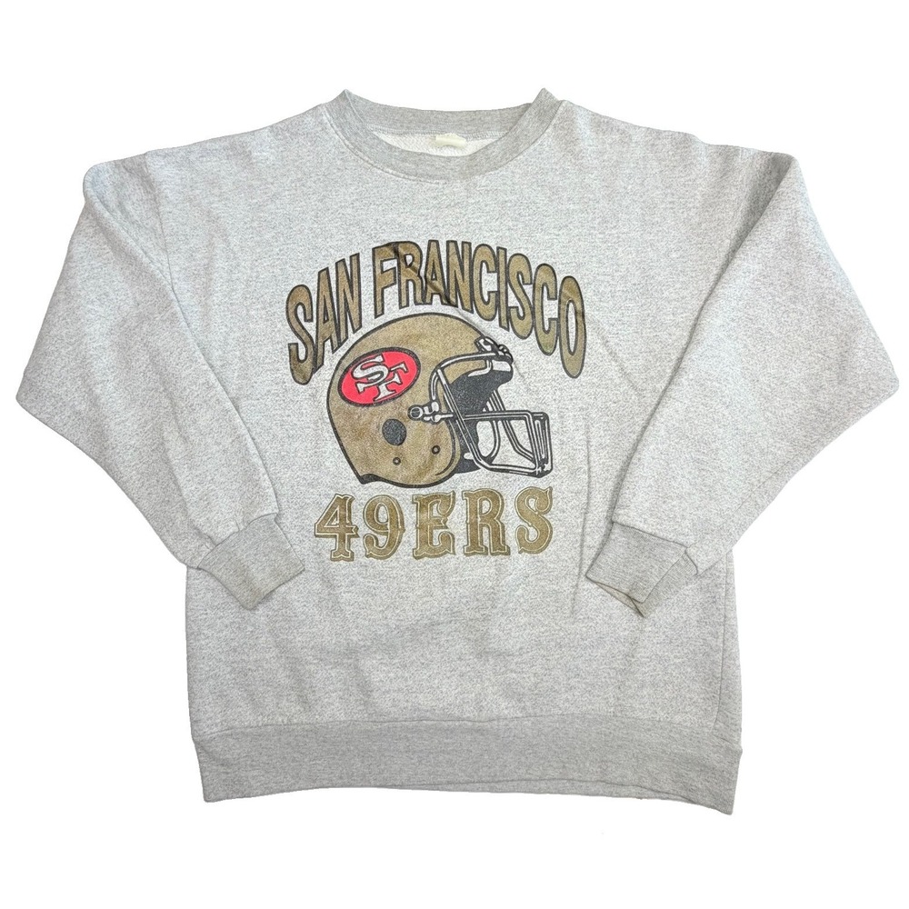 Vintage San Francisco 49ers NFL Helmet Sweatshirt Men's XL Gray Single Stitch